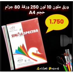 ورق ملون 10 لون 250 ورقة 80 جرام حجم A4